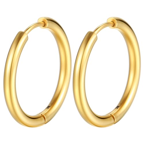 Whoiy Edelstahl Mädchen Creolen Klein, Knorpel Damen Ohrringe Schmuck Goldene Creolen Ohrringe 2.0X20mm Kleines Geschenk von Whoiy