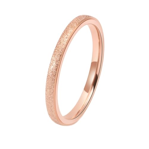 Whoiy Edelstahl Modeschmuck Ring mit Gravur Personalisiert 2MM Frauen, Sandstrahl Glitzer Roségold Eheringe Partnerringe Größe 49 (15.6) von Whoiy