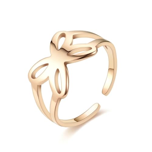 Whoiy Edelstahl Ringe Frauen Schmetterling, Rosegold Ringe Freundschaftsringe Verstellbar Freundschaftsringe Best Friends Größe 57 (18.1) von Whoiy