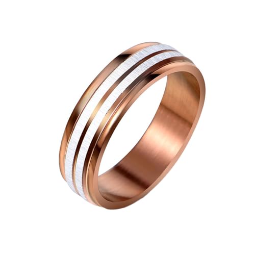 Whoiy Edelstahl Ringe Herren Matt, Rosevergoldet Ringe Partnerringe Zweifarbig 6MM Ausgefallene Trauringe Gravur Personalisiert Größe 60 (19.1) von Whoiy