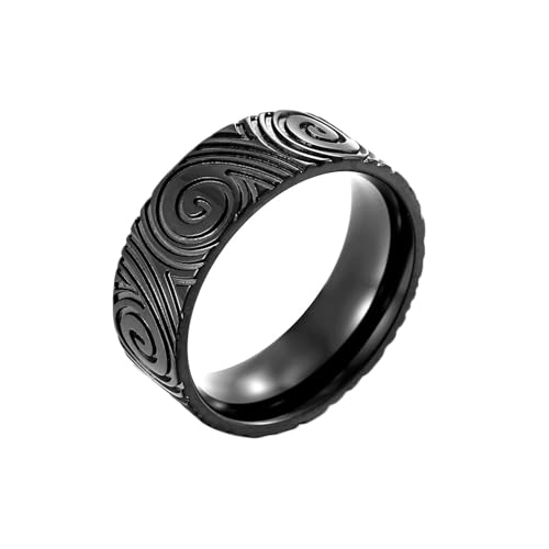 Whoiy Edelstahl Ringe Herren Retro, Schwarz Ringe Verlobung 8MM Hochzeit Ring Gravur Personalisiert Größe 62 (19.7) von Whoiy