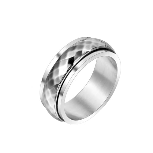 Whoiy Edelstahl Ringe Herren Spinner, Silber Trauringe Verlobungsringe Partnerringe Poliert Punk 7.8MM Eheringe Verlobung Gravur Personalisiert Größe 65 (20.7) von Whoiy