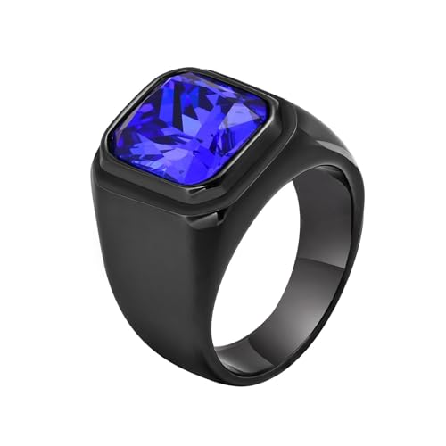 Whoiy Edelstahl Ringe Männer Breite Zirkonia, Schwarz Schmuck Trauringe Ausgefallene Verlobungsringe Gravur Personalisiert Größe 62 (19.7) von Whoiy