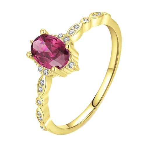 Whoiy Ehering Damen Echt Silber 925, Bandringe mit Rot Zirkonia Hochzeit ring Elegant Vergoldet Ringe für Frauen Größe 52 (16.6) von Whoiy