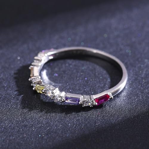 Whoiy Ehering Damen Halbe Ewigkeit, Hochzeit ring Echt Silber 925 mit Gravur Bandringe Zirkonia Mehrfarbig für Frauen Größe 52 (16.6) von Whoiy