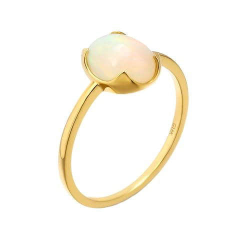 Whoiy Ehering Gelbgold 750, Damen Verlobungsringe Opal Hochzeit Ring Hochzeitsring Echtgold 18K für Frauen Gr 56 (17.8) von Whoiy