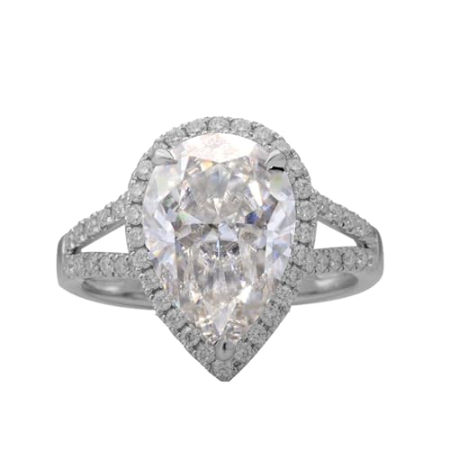 Whoiy Ehering Gold 750, 5ct Moissanite Hochzeit Verlobungsringe Damen Heiligenschein Echt 18K Weißgold Trauring für Frauen Gr 61 (19.4) von Whoiy