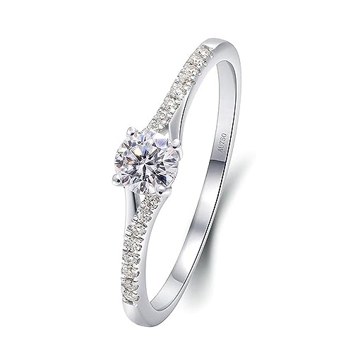 Whoiy Ehering Weissgold 585, Damen Verlobungsringe 0.3ct Labor Diamanten Hochzeit Ring Hochzeitsring Echtgold 14K für Frauen Gr 67 (21.3) von Whoiy