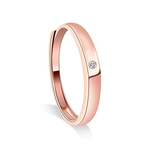 Whoiy Ehering Zirkonia, Damen Ring Rosegold Einfaches Poliertes Solitaire Design Trauringe Silber 925 Gr.Verstellbar zum Jahrestag Valentinstag von Whoiy