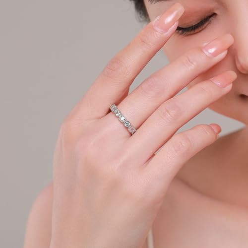 Whoiy Eheringe 925 Echt Silber Damen, Verlobungsring Bandringe Halbe Ewigkeit mit Zirkonia für Frauen Größe 49 (15.6) von Whoiy