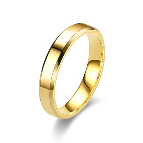 Whoiy Eheringe Hochzeitsringe Männer 4MM mit Personalisiert Gravur, Vergoldet Ringe Poliert Edelstahl Verlobungsring Modern Schlicht Band für Ihn Größe 52 (16.6) von Whoiy