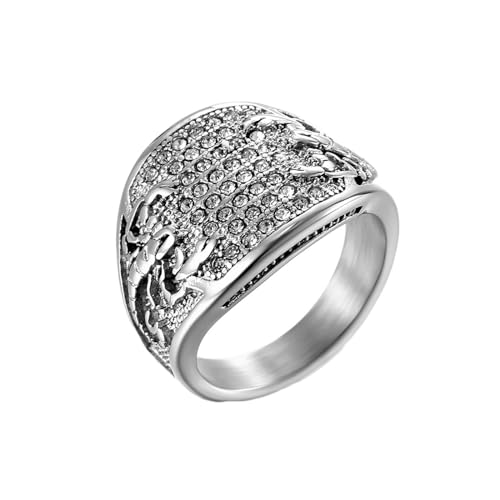 Whoiy Eheringe Modeschmuck Silber mit Gravur, Edelstahl Ringe Breit Verlobungsringe Hochzeit mit Zirkonia für Männer Größe 67 (21.3) von Whoiy