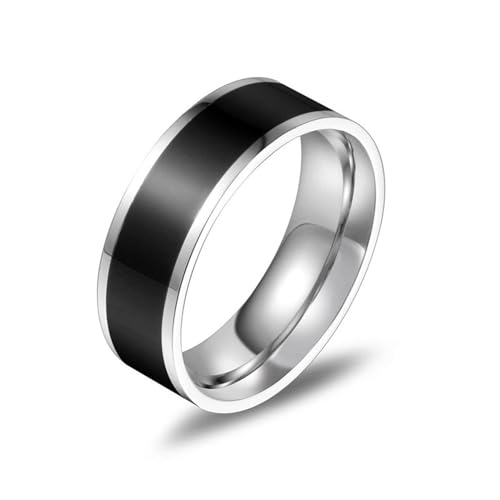 Whoiy Emaille Ringe Herren Schwarz 7MM, Freundschaftsringe Best Friends Edelstahl Partnerringe mit Personalisiert Gravur für Ihn Größe 57 (18.1) von Whoiy