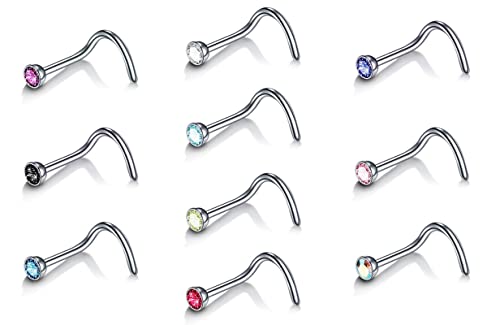 Whoiy Fakepircings Septum, Nasenring Piercing 3 Stück 9Mm Piercing Set mit Zirkon Mehrfarbig für Männer Frauen von Whoiy