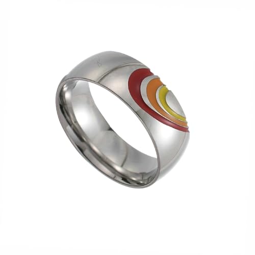 Whoiy Frauen Ring Edelstahl Gravur Personalisiert, Puzzle Herz Partnerringe 8MM Silber Gay Pride Eheringe Trauringe Größe 54 (17.2) von Whoiy