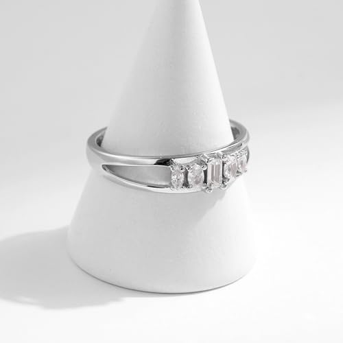 Whoiy Frauen Ringe 925 Echt Silber, Ehering mit Zirkonia Hochzeit ringe Elegant für Damen Größe 49 (15.6) von Whoiy