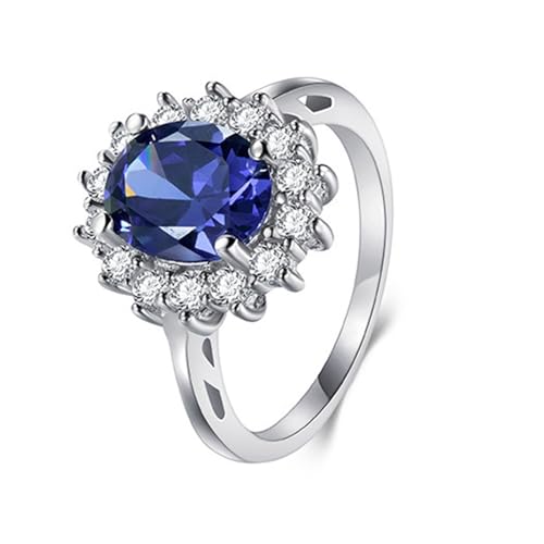 Whoiy Frauen Ringe Echt Silber, Ehering Luxury 925 Hochzeit ring Zirkonia Halo Bandringe für Damen Größe 49 (15.6) von Whoiy