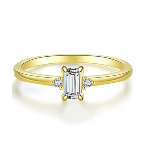 Whoiy Frauen Ringe Echt Silber 925, Ehering Elegant Vergoldet Gravur Hochzeit ring Zirkonia für Damen Größe 49 (15.6) von Whoiy