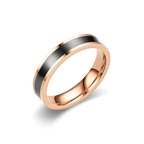 Whoiy Frauen Ringe Emaille Edelstahl, Rosegold Ausgefallene Eheringe Ring Verlobungsring 4MM Personalisiert Gravur für Sie Größe 60 (19.1) von Whoiy