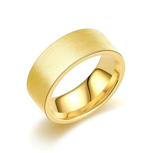 Whoiy Frauen Ringe Gravur Personalisiert Matt 8MM Eheringe Hochzeit, Edelstahl Schlicht Band Verlobungsring Modern Vergoldet Größe 60 (19.1) von Whoiy