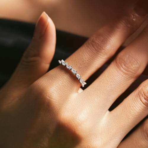 Whoiy Frauen Ringe Silber 925, Trauringe Halbe Ewigkeit Gravur Hochzeit ring Zirkonia für Damen Größe 52 (16.6) von Whoiy