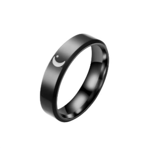 Whoiy Freundschaftsringe Frauen 6MM mit Personalisiert Gravur, Schwarz Ringe Mond Edelstahl Trauringe Verlobungsringe für Sie Größe 70 (22.3) von Whoiy