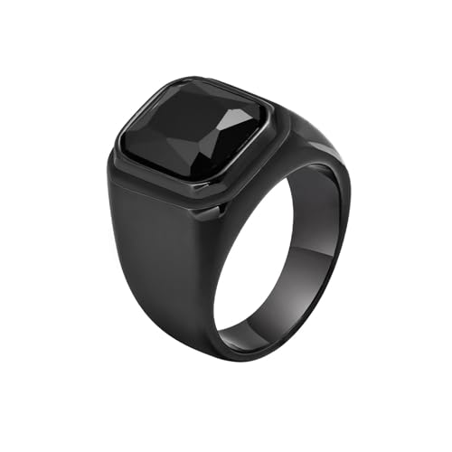 Whoiy Freundschaftsringe Herren mit Personalisiert Gravur, Schwarz Ringe Breite Edelstahl Ringe Verlobungsringe mit Zirkonia für Ihn Größe 62 (19.7) von Whoiy