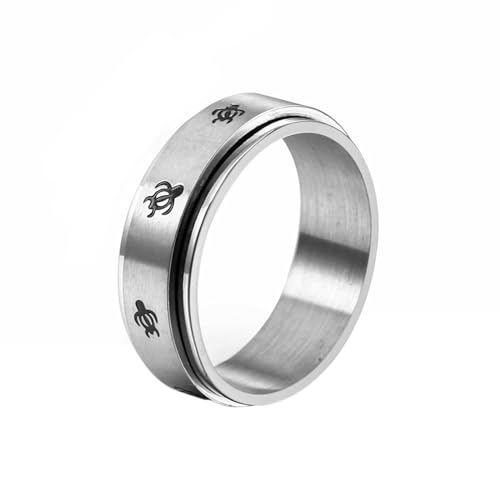 Whoiy Freundschaftsringe Modern Herren 7.5MM mit Personalisiert Gravur, Silber Ringe Spinner Edelstahl Ringe Partnerringe für Ihn Größe 54 (17.2) von Whoiy