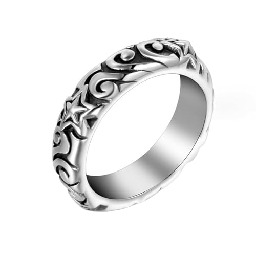 Whoiy Freundschaftsringe Partnerringe Herren 6MM mit Personalisiert Gravur, Silber Ringe Gothic Retro Edelstahl Partnerringe Hochzeit für Ihn Größe 60 (19.1) von Whoiy