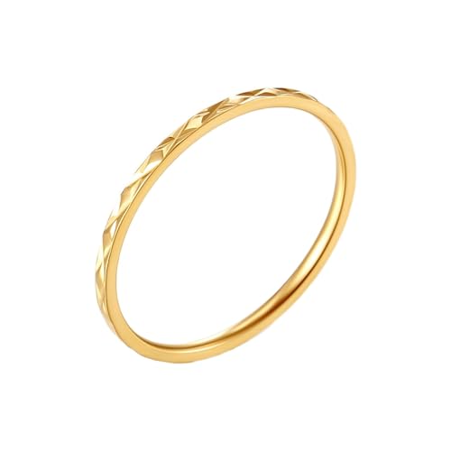 Whoiy Gold Modeschmuck Ring Dünn Band, Damen Bandring 1.2MM Edelstahl Ringe Größe 62 (19.7) von Whoiy