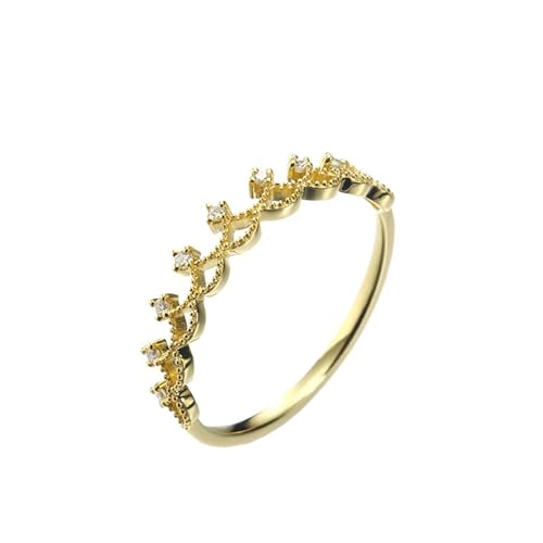 Whoiy Gold Ring Frauen 18K, Empfindlich Moissanite Verlobungsringe Echt Gelbgold Ehering Trauring für Damen Gr 63 (20.1) von Whoiy