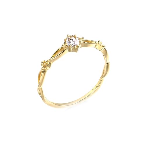 Whoiy Gold Ring Frauen 585 Topas Empfindlich Verlobungsringe Echt 14K Gelbgold Ehering für Damen Gr. 65 (20.7) von Whoiy