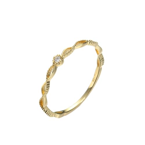 Whoiy Gold Ring Frauen 750, Empfindlich Diamant Ehering Echt Gelbgold 18K Trauring Verlobungsringe für Damen Gr. 58 (18.5) von Whoiy