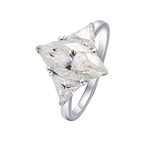 Whoiy Gold Ring Frauen Echt Moissanite 2.4ct Marquise Elegant Verlobungsringe Weissgold 585 Ehering Hochzeitsring 14K für Damen Gr 53 (16.9) von Whoiy