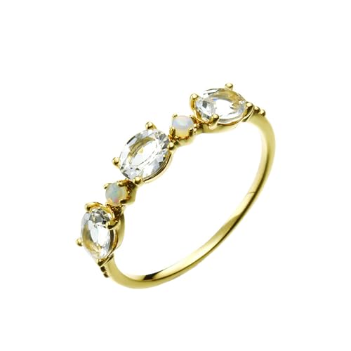 Whoiy Gold Ring Frauen Echt Topas Empfindlich Verlobungsringe Gelbgold 750 Ehering Hochzeitsring 18K für Damen Gr 61 (19.4) von Whoiy