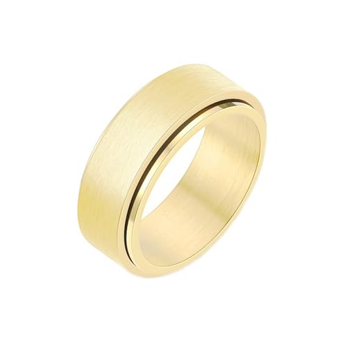 Whoiy Gold Ringe Unisex Spinner 8MM, Freundschaftsringe Partnerringe Matt Edelstahl Trauringe Eheringe für mit Gravur Größe 62 (19.7) von Whoiy