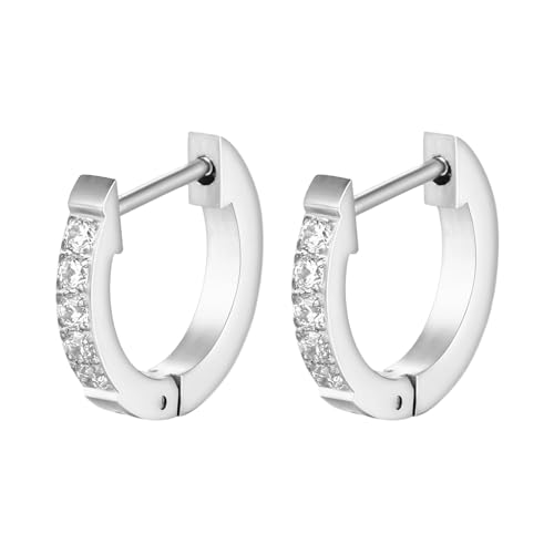 Whoiy Hängend Ohrringe Damen Silber Cz Edelstahl Creolen Ohrschmuck mit Zirkonia Frauen Creolen Ohrringe Kleines Geschenk von Whoiy
