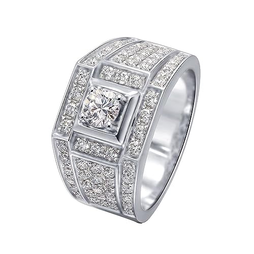 Whoiy Herren Eheringe Gold 750, Echtgold Verlobungsring 0.3ct Labor Diamanten Runder Schnitt Breit Hochzeit Trauringe Echt Weissgold 18 Karat Ringe für Männer Größe 60 (19.1) von Whoiy