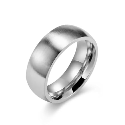 Whoiy Herren Ringe Gravur Personalisiert Matt 8MM Jahrestagsring, Edelstahl Ringe Hochzeit Silber Größe 65 (20.7) von Whoiy