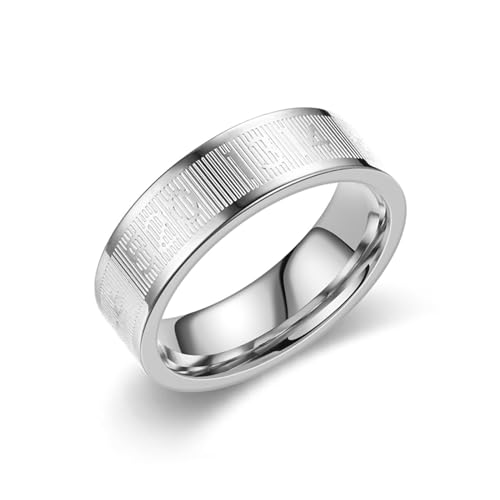 Whoiy Herren Ringe Gravur Personalisiert Poliert 6MM Modeschmuck Ring, Edelstahl Ausgefallene Eheringe Silber für Ihn Größe 67 (21.3) von Whoiy