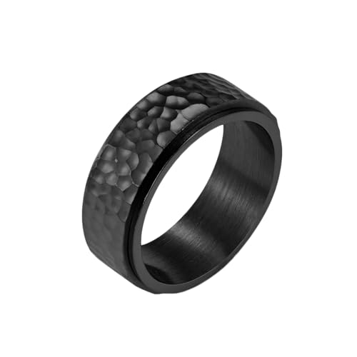 Whoiy Herren Ringe Gravur Personalisiert Spinner 8MM Verlobungsringe Hochzeitsringe, Edelstahl Ehebandring Schwarz für Ihn Größe 70 (22.3) von Whoiy