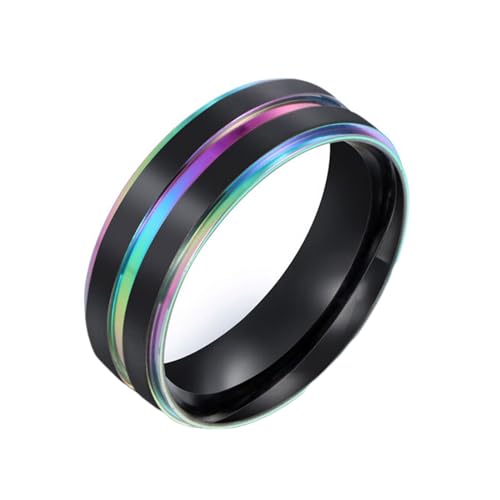 Whoiy Herren Ringe Poliert Edelstahl, Schwarz Hochzeit Ringe Zweifarbig Trauring 6.8MM Personalisiert Gravur für Ihn Größe 57 (18.1) von Whoiy