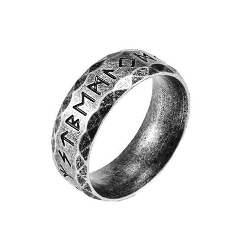 Whoiy Herren Ringe Wikinger Edelstahl, Vintage Silber Bandringe Hip Hop Verlobungsringe Eheringe 8MM Personalisiert Gravur für Ihn Größe 57 (18.1) von Whoiy