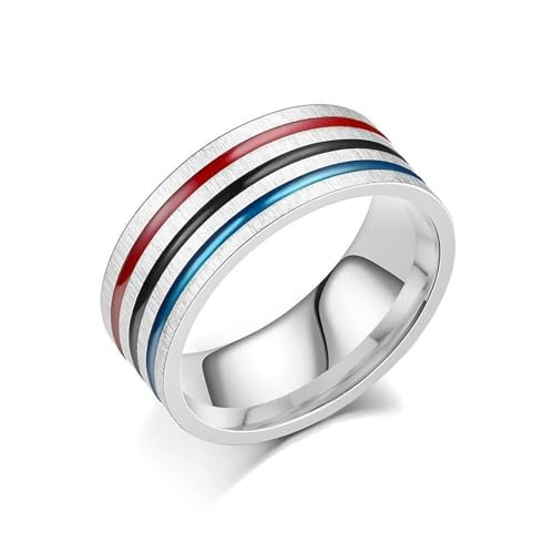 Whoiy Hochzeit-Ring Silber Emaille für Sie, Edelstahl 8MM Regenbogen Partnerringe Freundschaftsringe Damen mit Gravur Größe 52 (16.6) von Whoiy