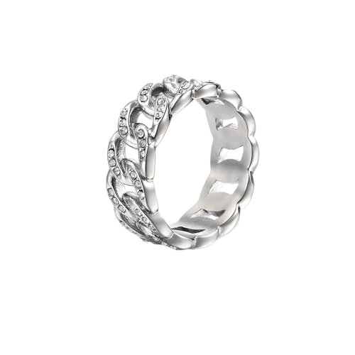 Whoiy Hochzeit-Ring Silber mit Zirkonia für Ihn, Edelstahl 8.3MM Hohlband Ringe Verlobung Ringe Herren Größe 65 (20.7) von Whoiy