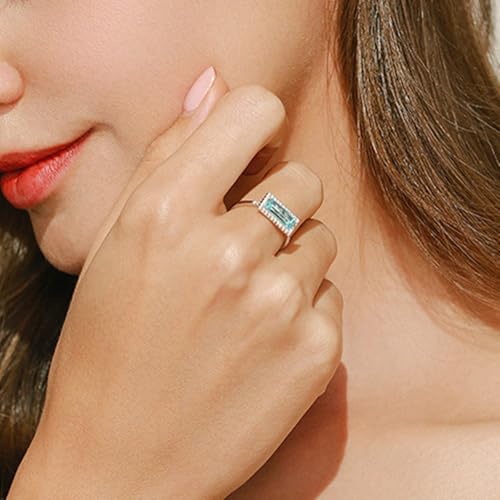 Whoiy Hochzeitsringe Damen Silber 925, Verlobungsringe Elegant Unique Zirkonia Bandring mit Gravur für Frauen Größe 54 (17.2) von Whoiy