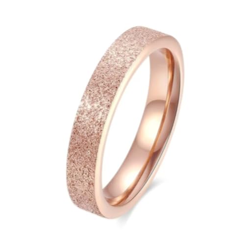 Whoiy Hochzeitsringe Rose Vergoldet mit Gravur, Edelstahl Ringe Sandstrahl Glitzer Ringe Verlobungsringe 4MM für Damen Größe 65 (20.7) von Whoiy