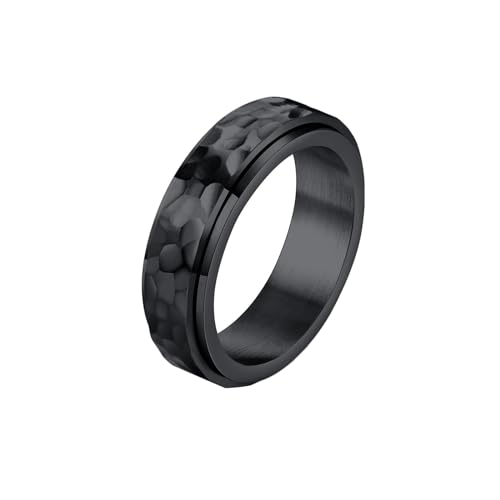 Whoiy Hochzeitsringe Schwarz für Ihn, Edelstahl 6MM Spinner Wedding Bands Rings Männer mit Gravur Größe 60 (19.1) von Whoiy