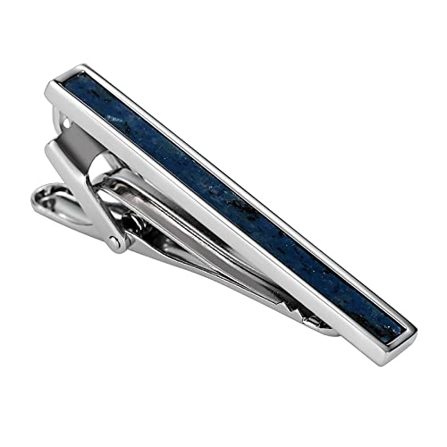 Whoiy Krawattennadel Blau, Krawattenklammer Damen Edelstahl Krawattennadel Kristall Rechteck Zirkonia für Männer Kostenlose Gravur mit Schmuck Box von Whoiy