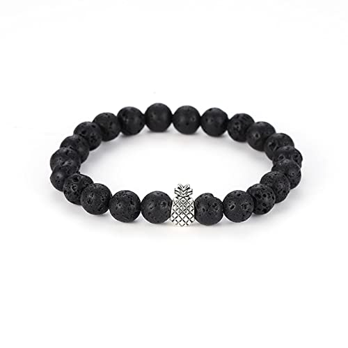 Whoiy Lavastein Armband Herren, Armband Edelstahl Schwarz Naturstein Ananas Geburtstagsgeschenk Perlenarmband für Sie 19cmx8mm Whoiy Lavastein Armband Herren, Armband Edelstahl Schwarz Naturstein Ananas Geburtstagsgeschenk Perlenarmband für Sie 19cmx8mm von Whoiy